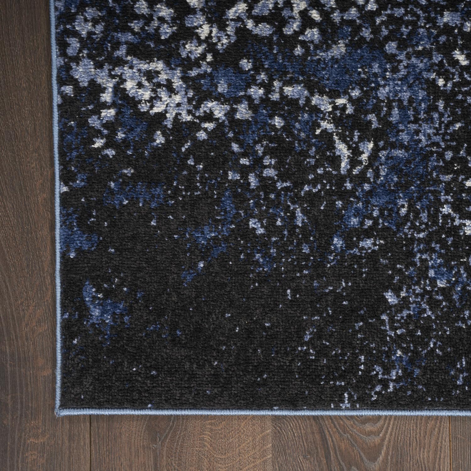 Nourison Passion Light Blue/Black 2'2'' X 10' Area-Rug, Modern, Abstract, Easy-Cleaning, Non Shedding, Bed Room, Living Room, Di