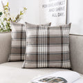 CARRIE HOME Brown Farmhouse Throw Pillow Covers 16x16 Set of 2 Plaid Decorative Throw Pillows 16 x 16 for Spring Fall and Winter