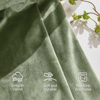 Lazzzy Velvet Green Blackout Curtains 63 Inches Long Thermal Insulated Drapes For Bedroom Living Room Darkening Window Treatments Rod Pocket 2 Panels Sage Green