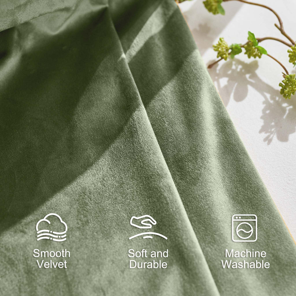 Lazzzy Sage Green Velvet Curtains Thermal Insulated Drapes For Bedroom Living Room Darkening 102 Inches Extra Long Window Treatments Super Soft Luxury Rod Pocket 2 Panels