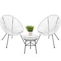 Best Choice Products 3-Piece Outdoor Acapulco All-Weather Patio Conversation Bistro Set W/Plastic Rope, Glass Top Table And 2 Chairs - White