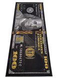 HUAHOO Black Money Rugs 100 Dollar Bill Area Rug Door Mat Runner for Living Room Bedroom Indoor Outdoor Rug (18 x 43)