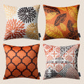 Phantoscope Set of 4 New Living Series Halloween Leaf Geometric Throw Decorative Fall Velvet Pillow Cover Cushion Cover, Orange 