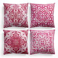 M-Qizi Red Throw Pillow Covers - Flannel Red Pillow Covers 18x18 Set of 4, Decorative Red Pillow Covers, Chinoiserie Pillow Cove