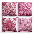 M-Qizi Red Throw Pillow Covers - Flannel Red Pillow Covers 18x18 Set of 4, Decorative Red Pillow Covers, Chinoiserie Pillow Cove