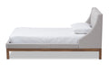 Baxton Studio Louvain Modern and Contemporary Greyish Beige Fabric Upholstered WalnutFinished Twin Sized Platform Bed