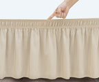 Biscaynebay Wrap Around Bed Skirts For King & Cal King Beds 14' Drop, Light Camel Adjustable Elastic Dust Ruffles Easy Fit Wrinkle & Fade Resistant Silky Luxurious Fabric Solid Machine Washable