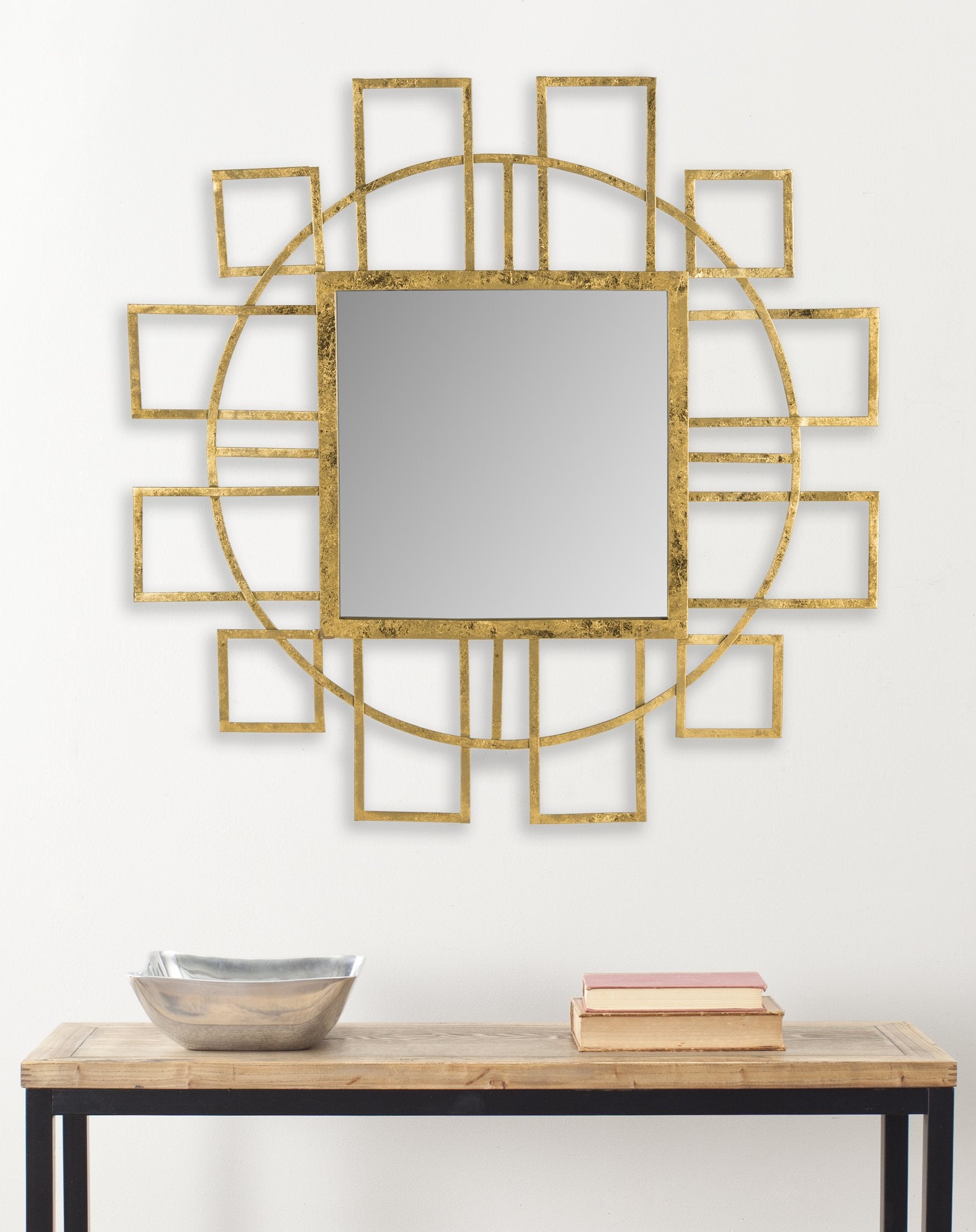 Safavieh Home Collection Matrix-Art Deco 35 x 35-inch Gold Decorative-Mirror