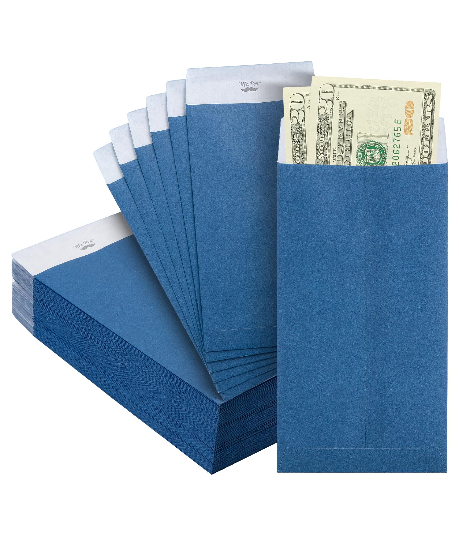 Mr. Pen- Money Envelopes For Cash, 100 Pack, 6.5' X 3.5', Blue Cash Envelopes, 100 Envelopes Money Saving Challenge, Money Sav