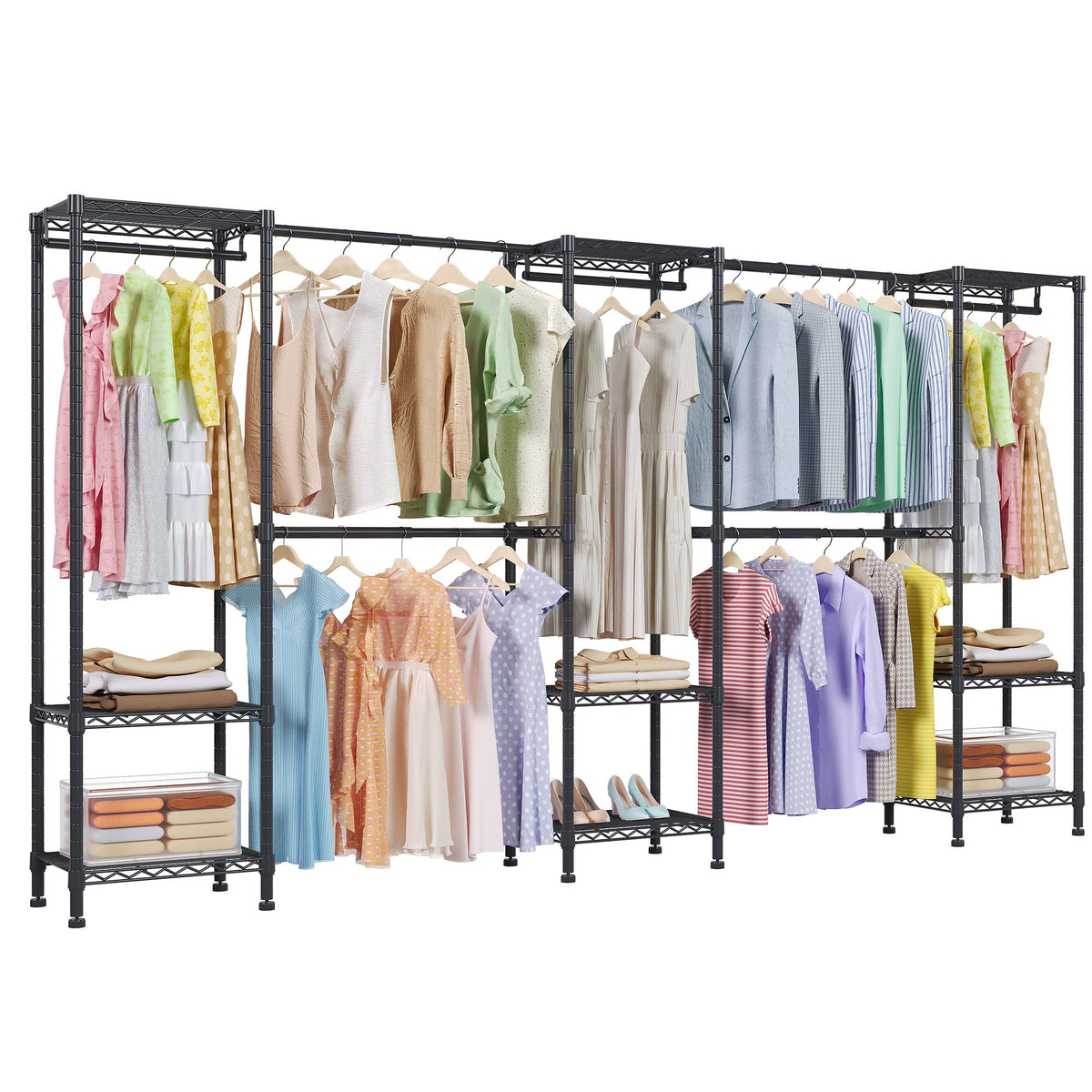 Higeego H11 Large Clothing Rack, Heavy Duty Closet Rack, Black