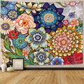 Neasow Colorful Floral Tapestry Wall Hanging, Bright Boho Fabric Blossom Tapestries, Multi Color Tapestry For Bedroom Home Hippi