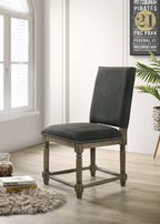 Lilola Home Everton Set of 2 Gray Fabric Dining Chair with Nailhead Trim