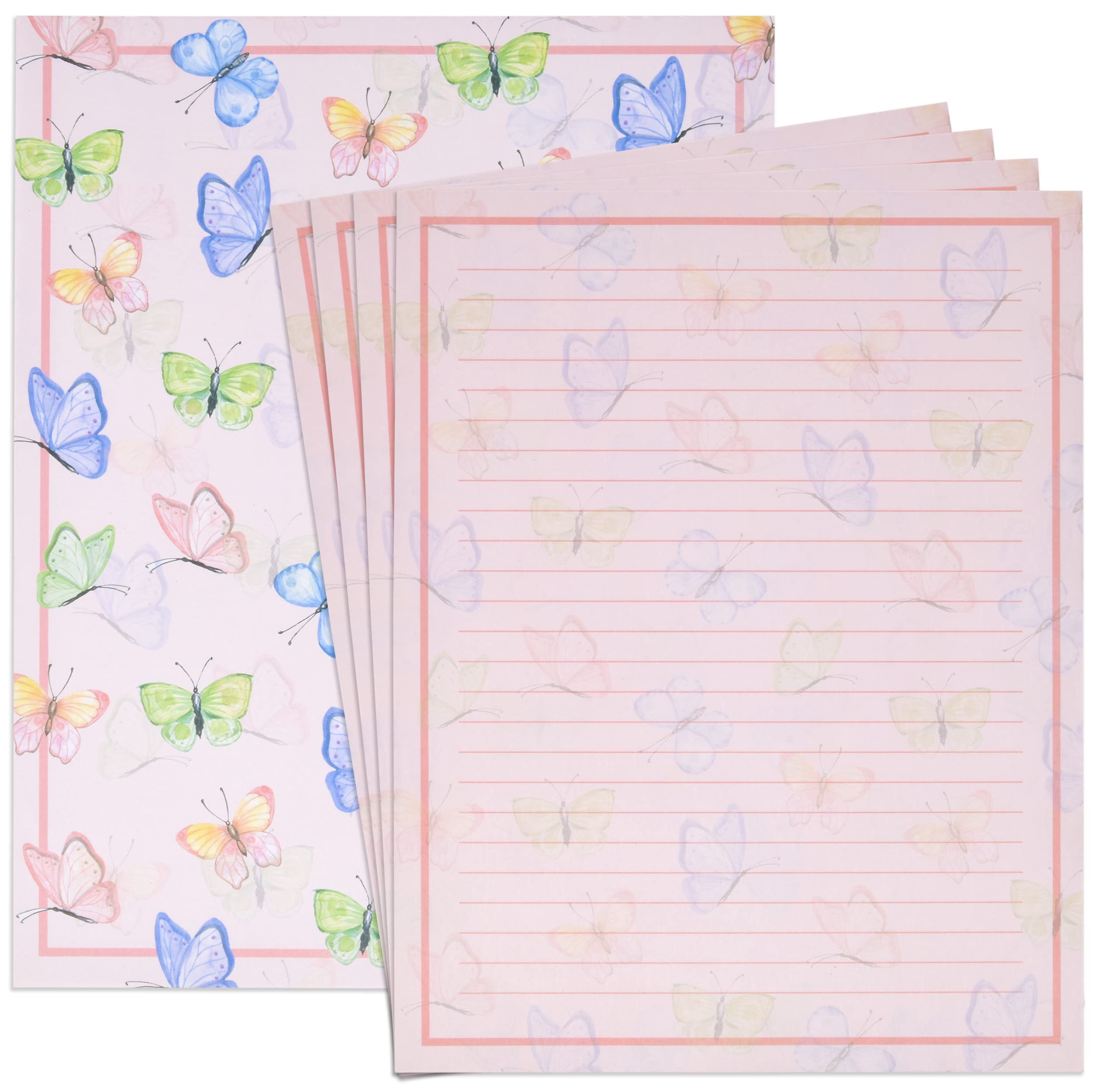 Gift Boutique 100 Pack Butterfly Lined Stationary Paper Butterflies Stationary Letterhead Sheets For Writing Letters Invitations