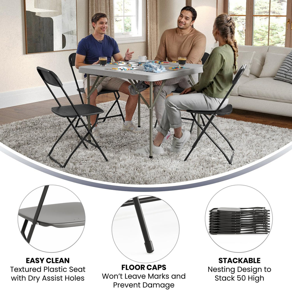 Hercules Series Premium Plastic Folding Chair [Set Of 2] Color: Black