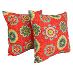 Blazing Needles Square Indoor/Outdoor Throw Pillow, 25", Farrington Terrace Grenadine 2 Count