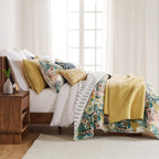 Levtex Home - Cross Stitch Ochre Quilt Set - 100% Cotton - King/Cal King Quilt (106X92In.) + 2 King Shams (36X20In.) - Reversibl