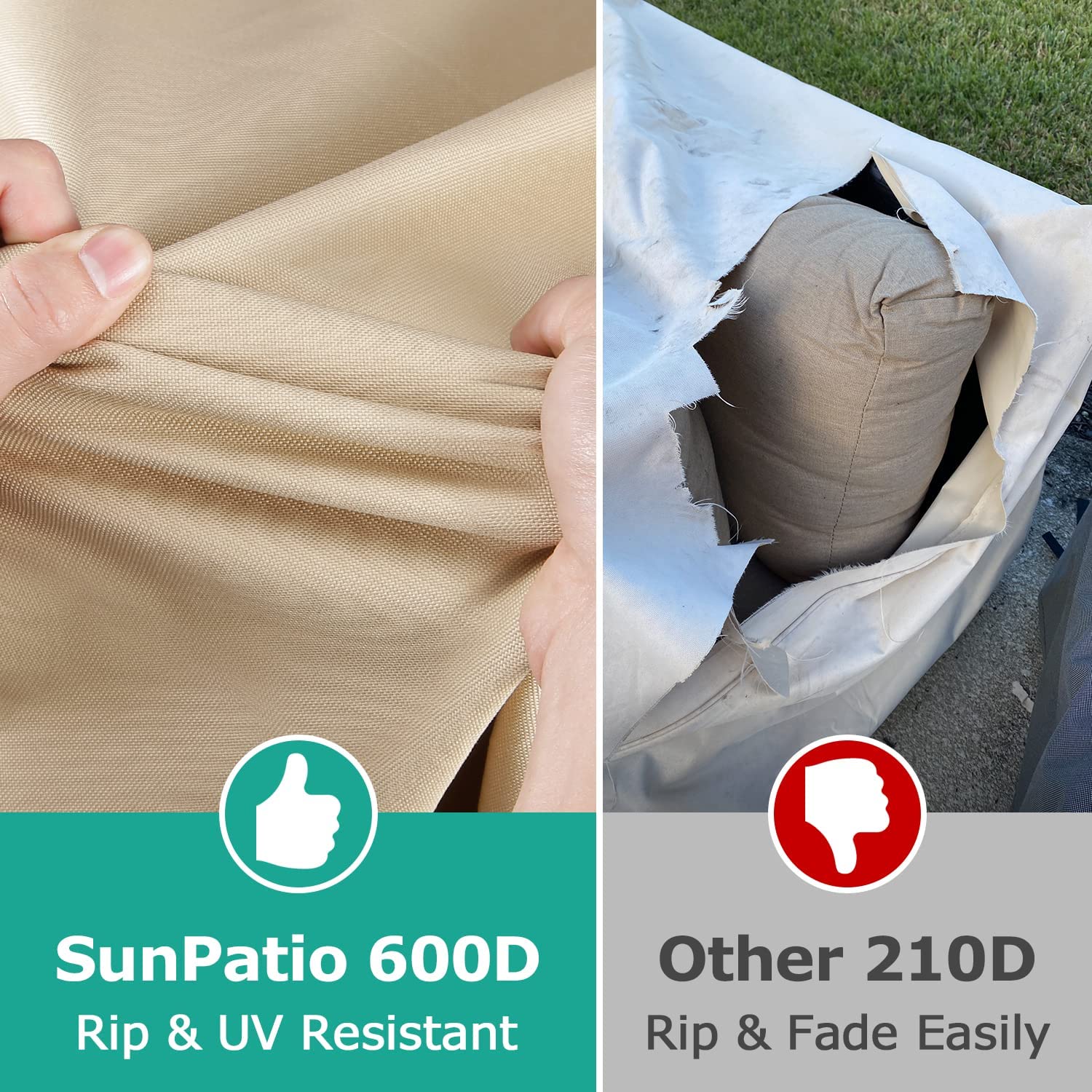 Patio Furniture Covers For Table Chairs Set, Outdoor Furniture Cover Waterproof, Uv Resistant Anti-Fading Cover Outdoor Table Cover Round, Beige And Olive, 72 Inch Diameter