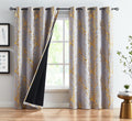 FMFUNCTEX Grey Blackout Curtains 54 Gold Tree Branch Window Panels Modern Thermal Insulated Energy Efficient Curtain Drapes for 