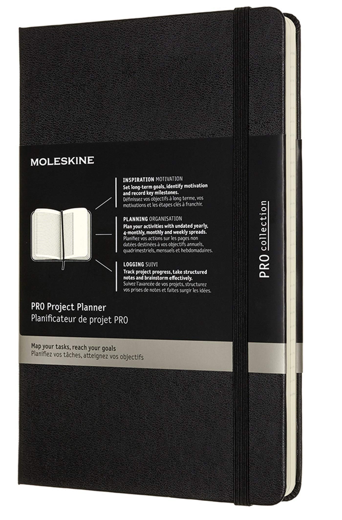 Moleskine Pro Project Planner, Hard Cover, Large (5' X 8.25') Black, 288 Pages