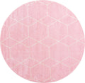 Unique Loom Trellis Frieze Collection Area Rug - Geometric (7 Round, Light Pink/ Ivory)