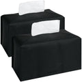 2Pcs Tissue Box Cover, Rectangular with Bottom Belt - PU Leather Tissue Cover Decorative Organizer for Tabletop, Bathroom, Car, 