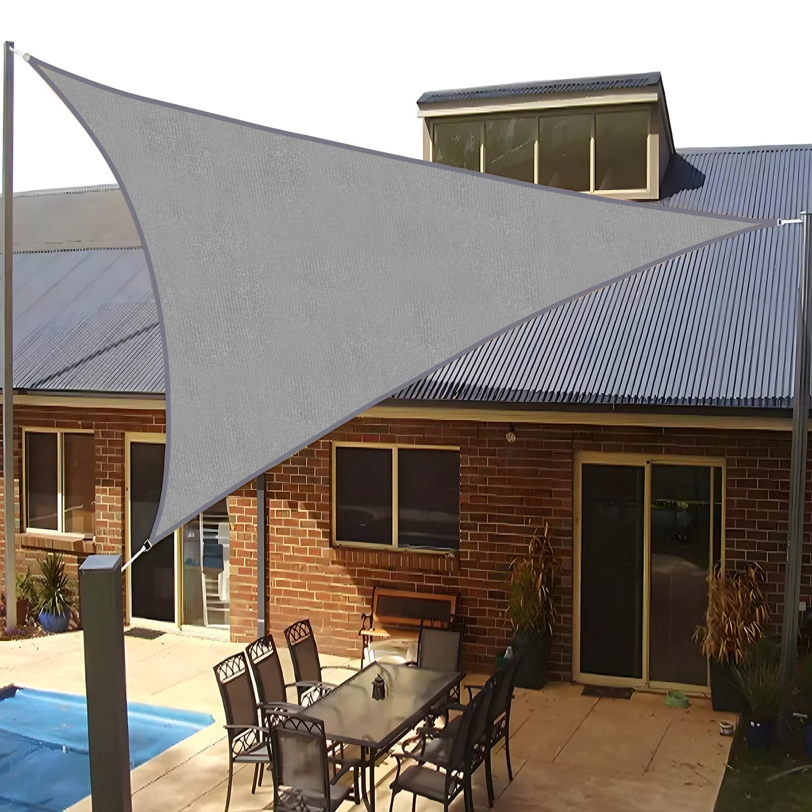 Sunlax Sun Shade Sail,12'X12'X12' Grey (Gray) Triangle Canopy Shades For Outdoor Patio Pergola Cover Sunshade Sails Uv Blocking