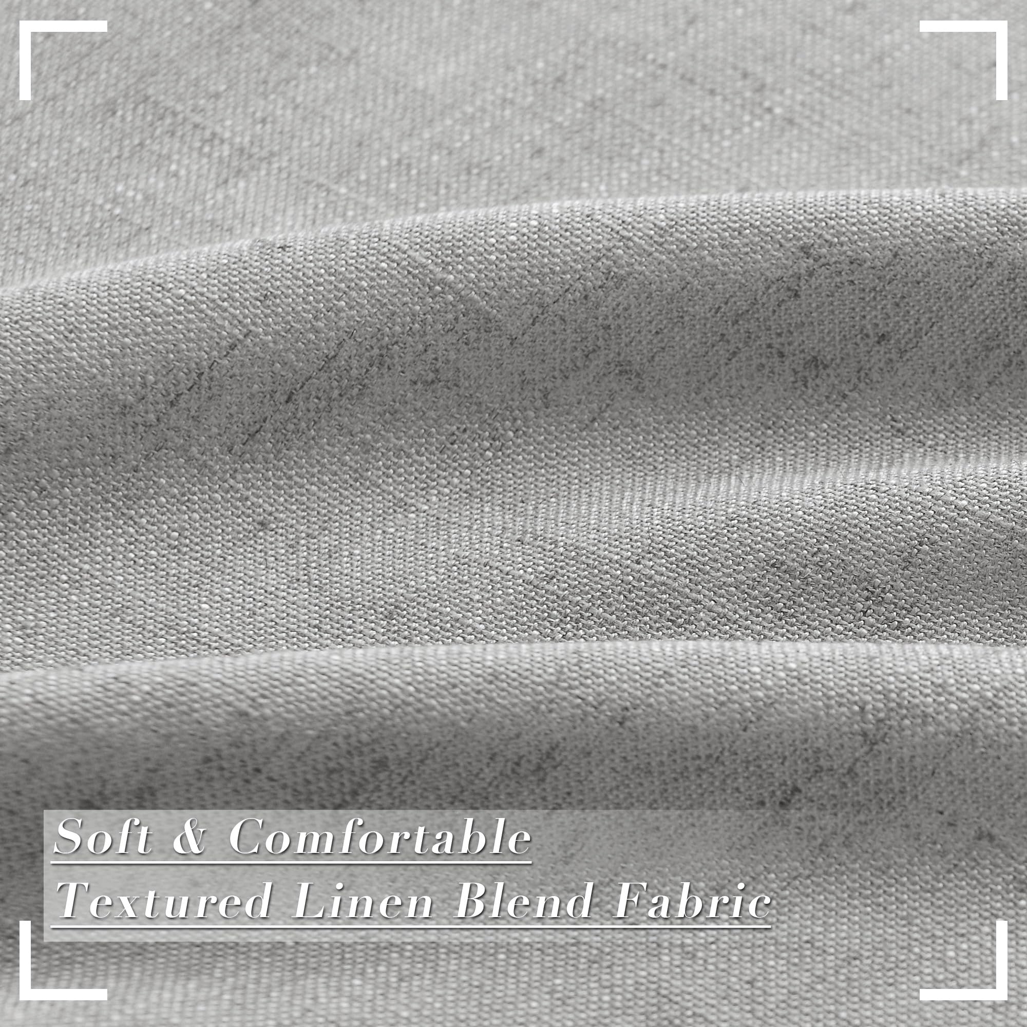 Joywell Linen Pinch Pleated Curtains 120 Inch Long,Back Tab Clip Rings Semi Sheer Light Filtering Soft Lightweight Drapes With Hooks Boho For Bedroom Living Room,W50 X L120,Grey,2 Panels Set