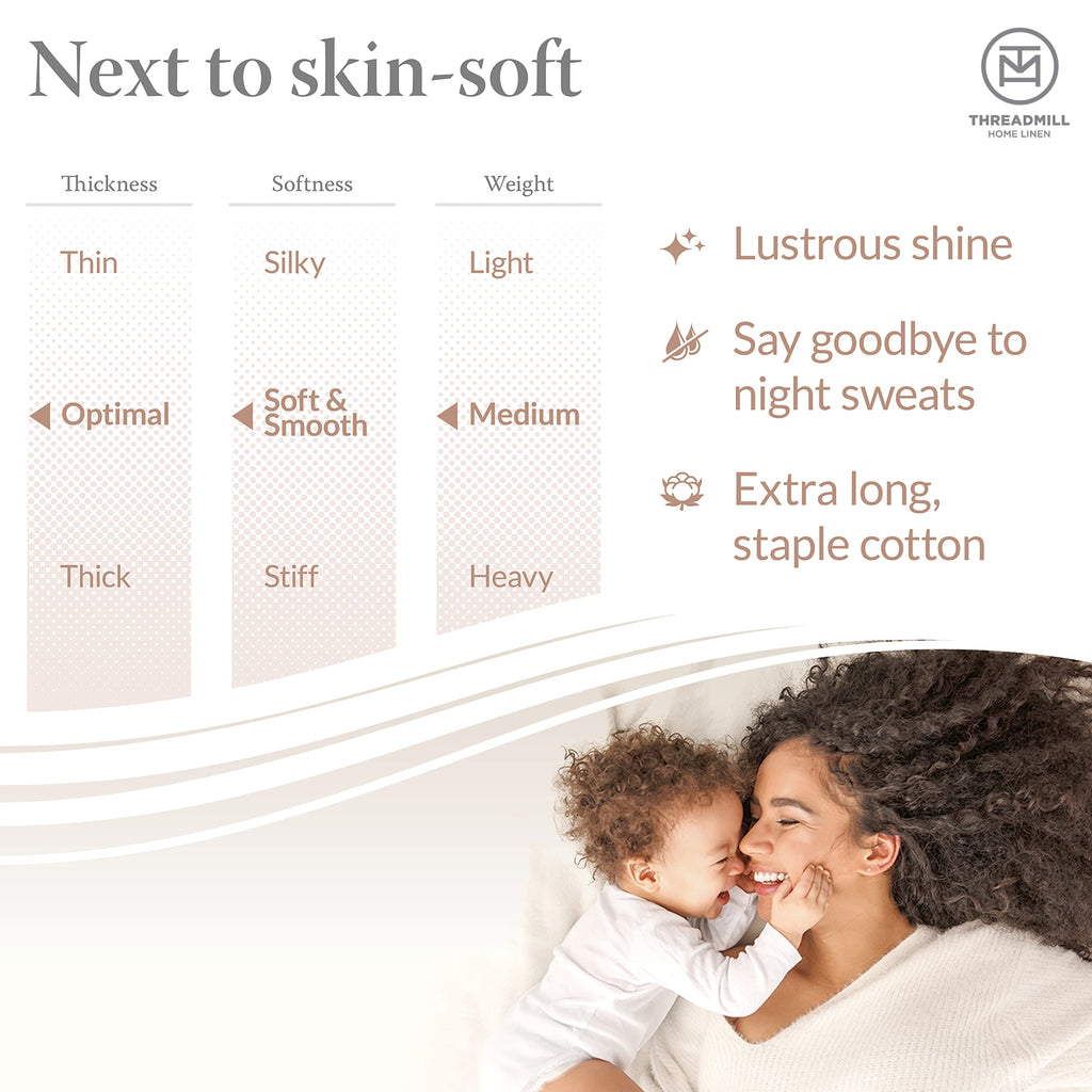 Threadmill Cotton Queen Sheet Set, 500 Thread Count Bed Sheets, 100% Cotton Sheets Set For Queen Size Bed, Smoother Than Egyptia