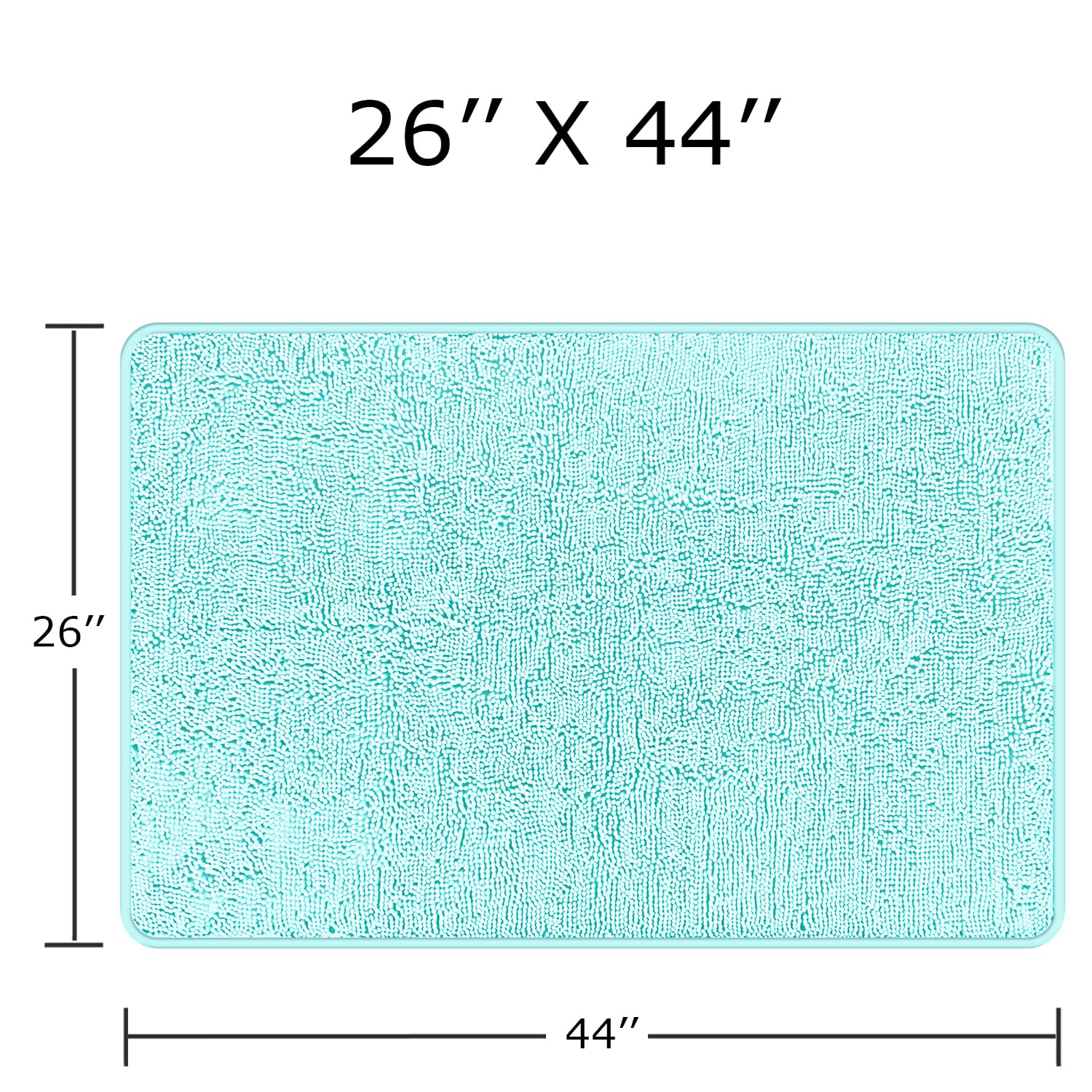Pureswan Aqua Bathroom Rugs - Absorbent And Washable Bath Mat, Non-Slip, Thick Soft Chenille Bath Rugs For Bathroom Floor, Showe