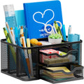 Marbrasse Mesh Desk Organizer, Pen Organizer With 2 Drawer, Multi-Functional Pencil Holder For Desk, Desk Organizers And Accesso