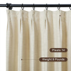Twopages Sand Beige Linen Pinch Pleat Drape For Living Room, Window Treatment Curtain Panel Double Layer Room Darkening Light Fi