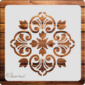 Kachi Pencil Floral Pattern Design Mandala Craft Stencil for Art and Painting, Size 6 x 6 inch Reusable Stencil for Painting, Fa