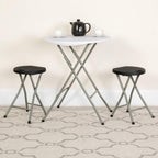 Flash Furniture Micah Foldable Stool with Black Plastic Seat and Titanium Gray Frame