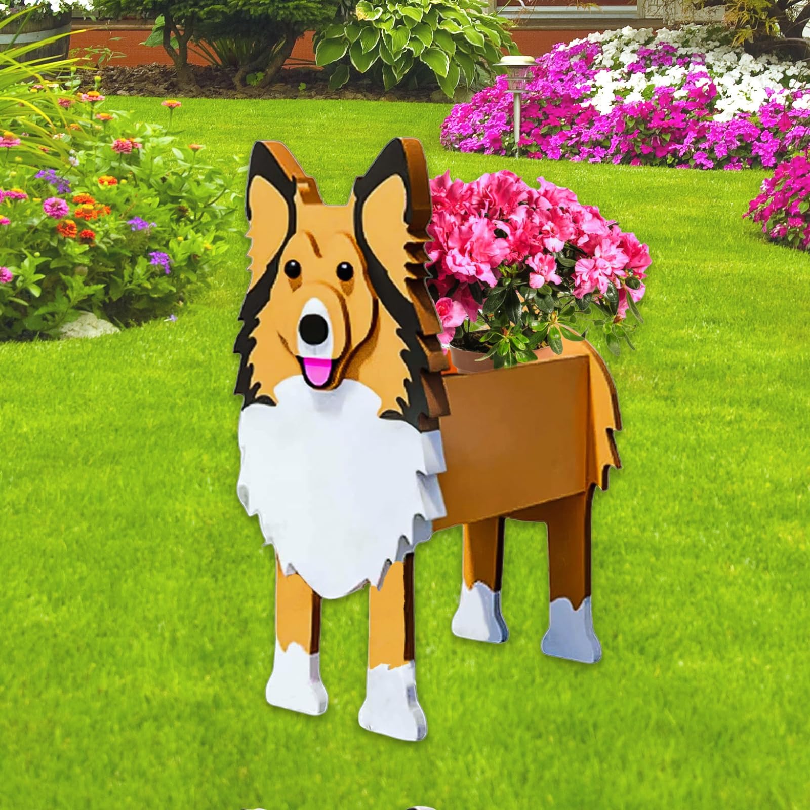 Strolfay Sheltie Dog Planter Plant Pots,Cute Large Dog Flower Planter,Gifts For Pet Lovers,Unique Animal Plant Pots,Office,Indoo