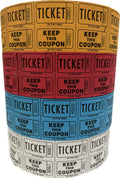 Ticket Guru-Raffle Tickets - (4 Rolls Of 2000 Double Tickets) 8,000 Total 50/50 Raffle Tickets (Choose Color Combo Below) (Red/B