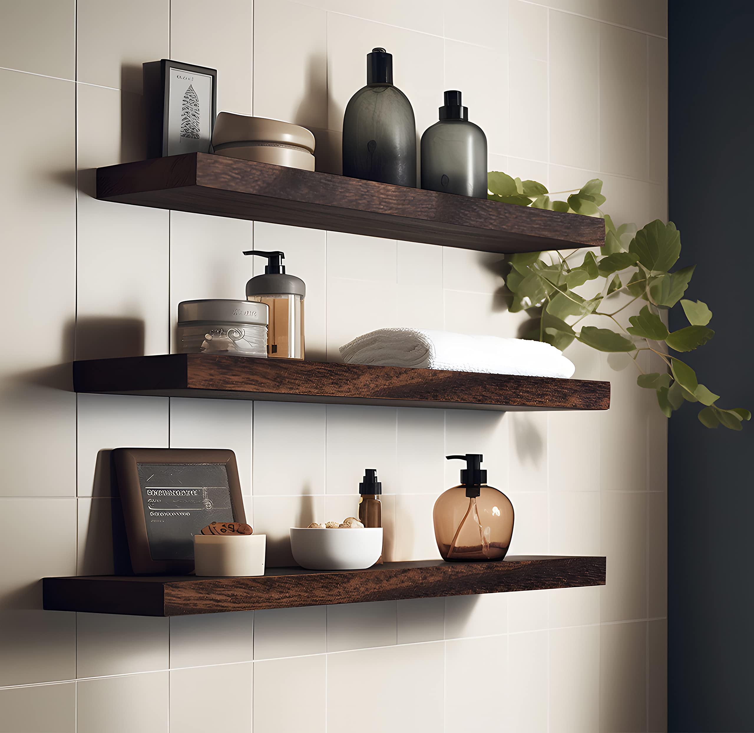 Hxswy 24 Inch Rustic Floating Shelves For Wall Decor Farmhouse Wood Wall Shelf For Bathroom Kitchen Bedroom Living Room Set Of 6 Brown