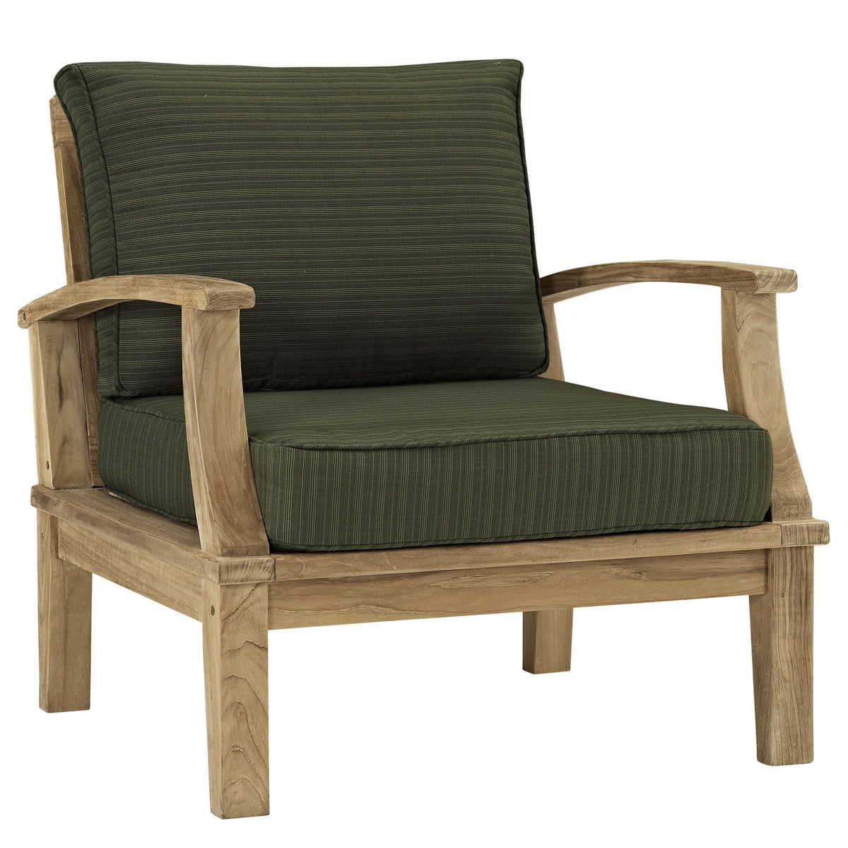 LexMod Marina Outdoor Patio Teak Armchair in Natural Green