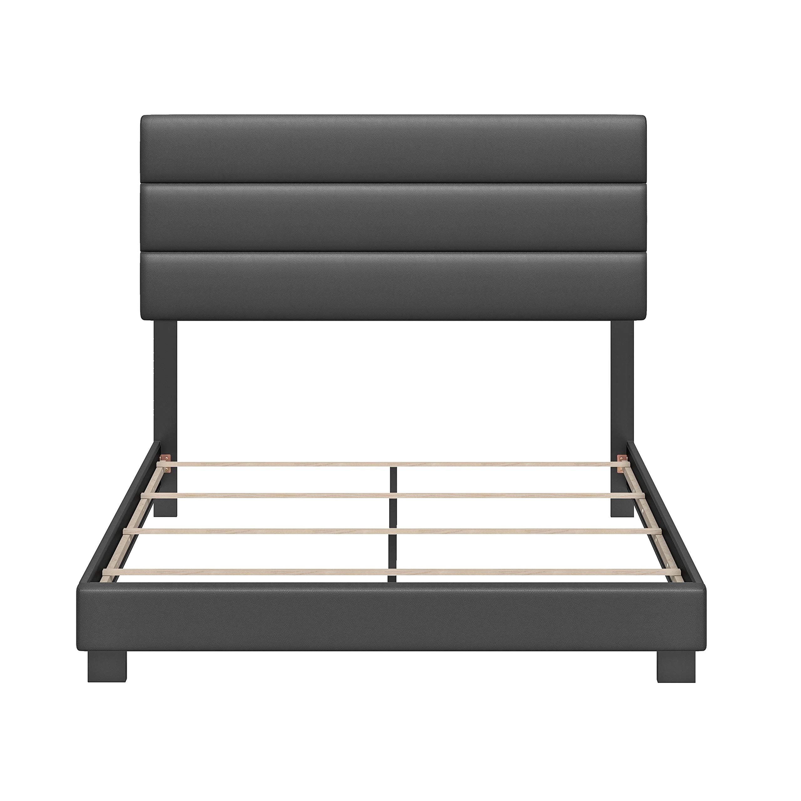 Sleep Sync Ferrara Padded Upholstered Faux Leather Bed Grey King