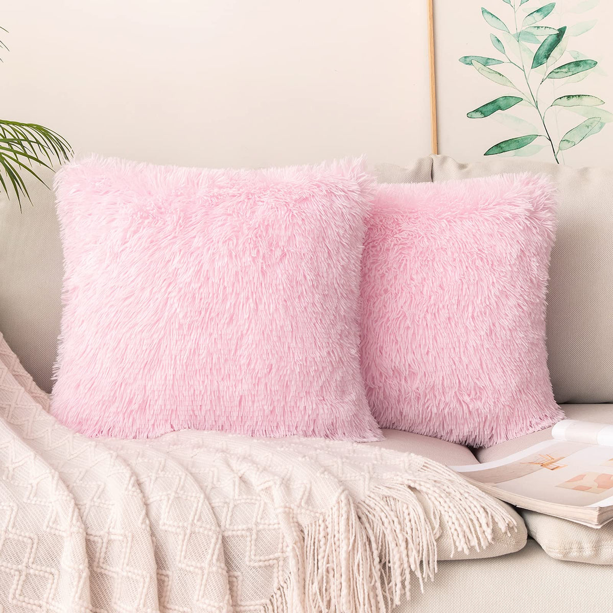 Miulee Pack Of 2 Luxury Faux Fur Throw Pillow Cover Deluxe Decorative Plush Pillow Case Cushion Cover Shell For Sofa Bedroom Car