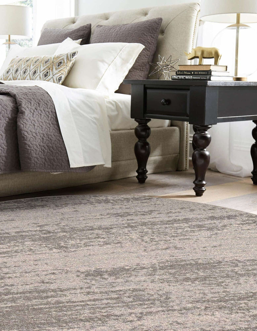 Unique Loom Del Mar Collection Area Rug - Lucille (4' 1'' Round, Gray/ Ivory)