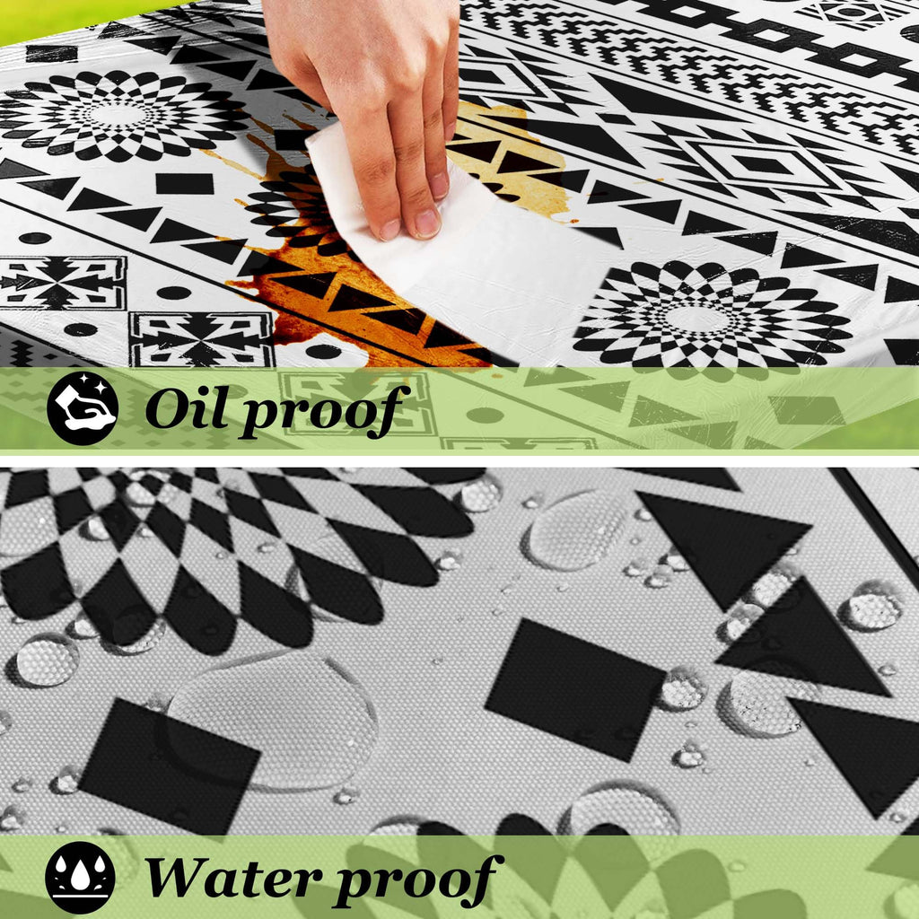 Picnic Table Cover With Bench Covers Vinyl Elastic Edges Fitted Rectangle Tables Seat Waterproof 3-Piece96X30In Set Outdoor Rect