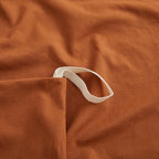 Lovque Burnt Orange Duvet Cover Full Size, 100% Washed Cotton Linen Like Bedding Set With Zipper Closure (No Comforter), 80X90 I