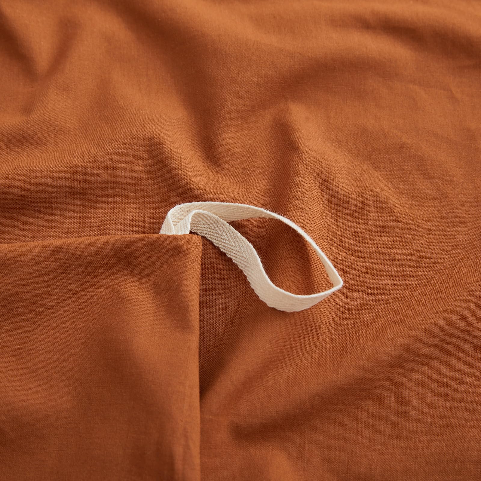 Lovque Burnt Orange Duvet Cover Full Size, 100% Washed Cotton Linen Like Bedding Set With Zipper Closure (No Comforter), 80X90 I