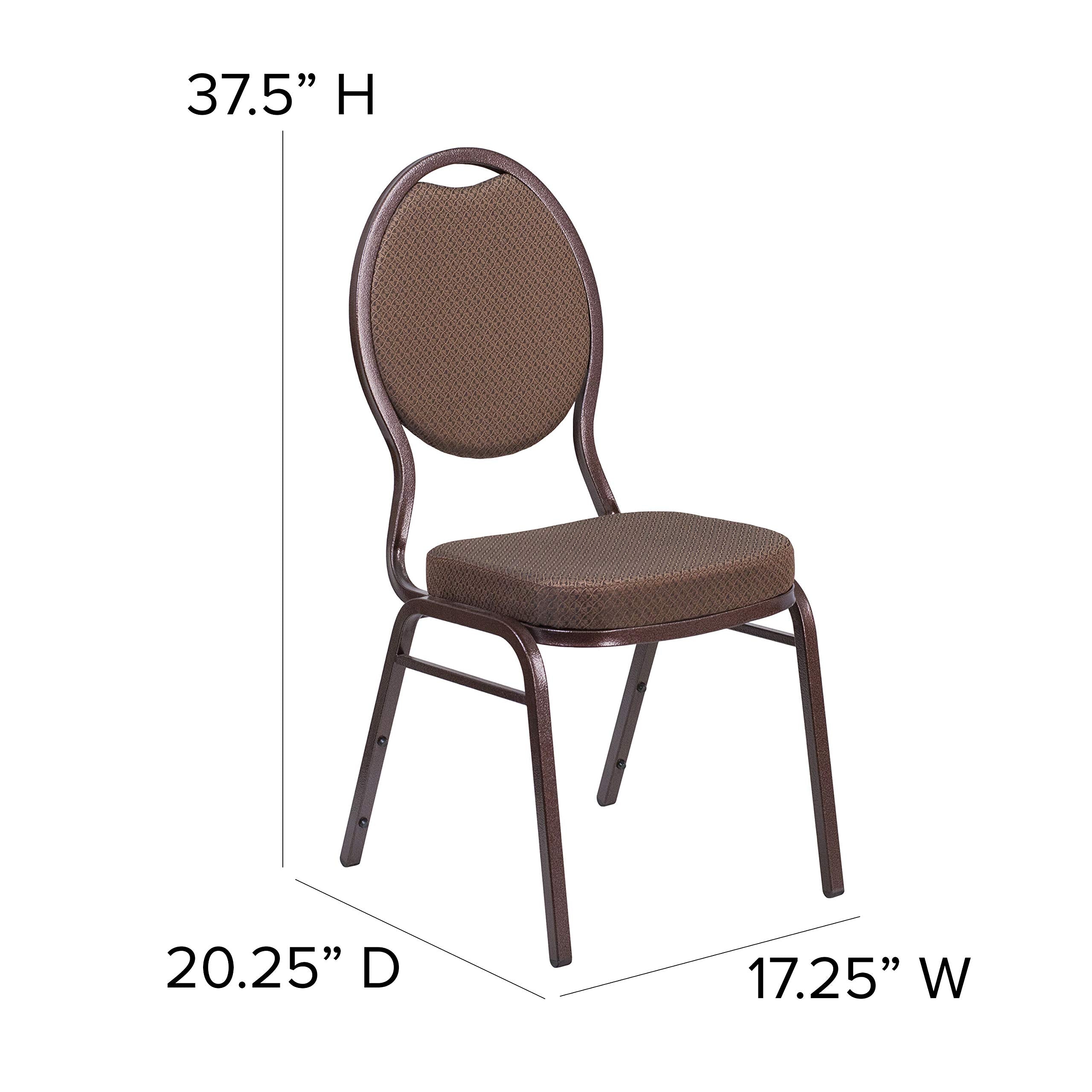 Flash Furniture Hercules Series Teardrop Back Stacking Banquet Chair In Brown Patterned Fabric - Copper Vein Frame
