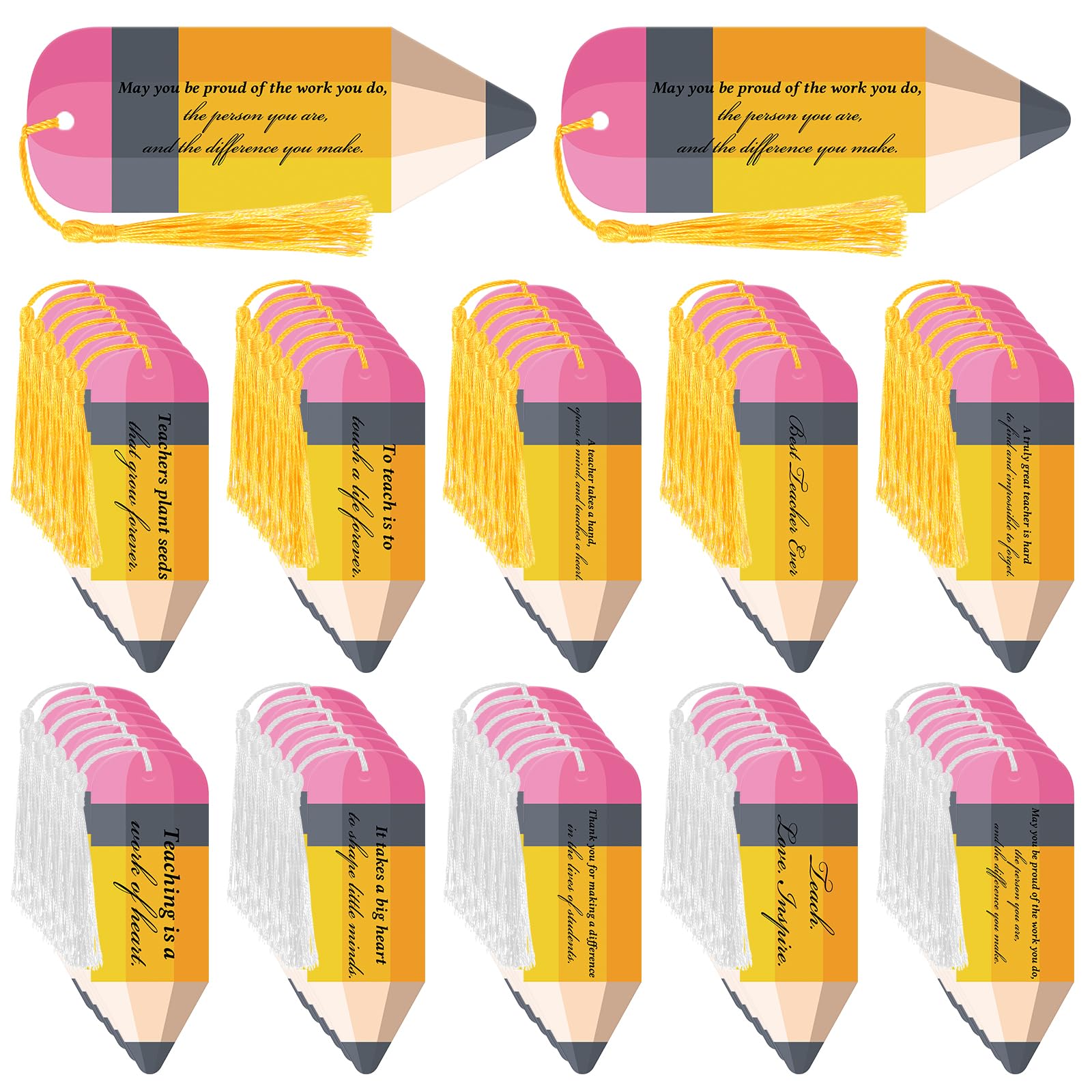 Trandraft Back To School Gifts For Teachers Teacher Gifts Bulk Inspirational Quotes Bookmarks Pencil Shape Bookmark With Tassels