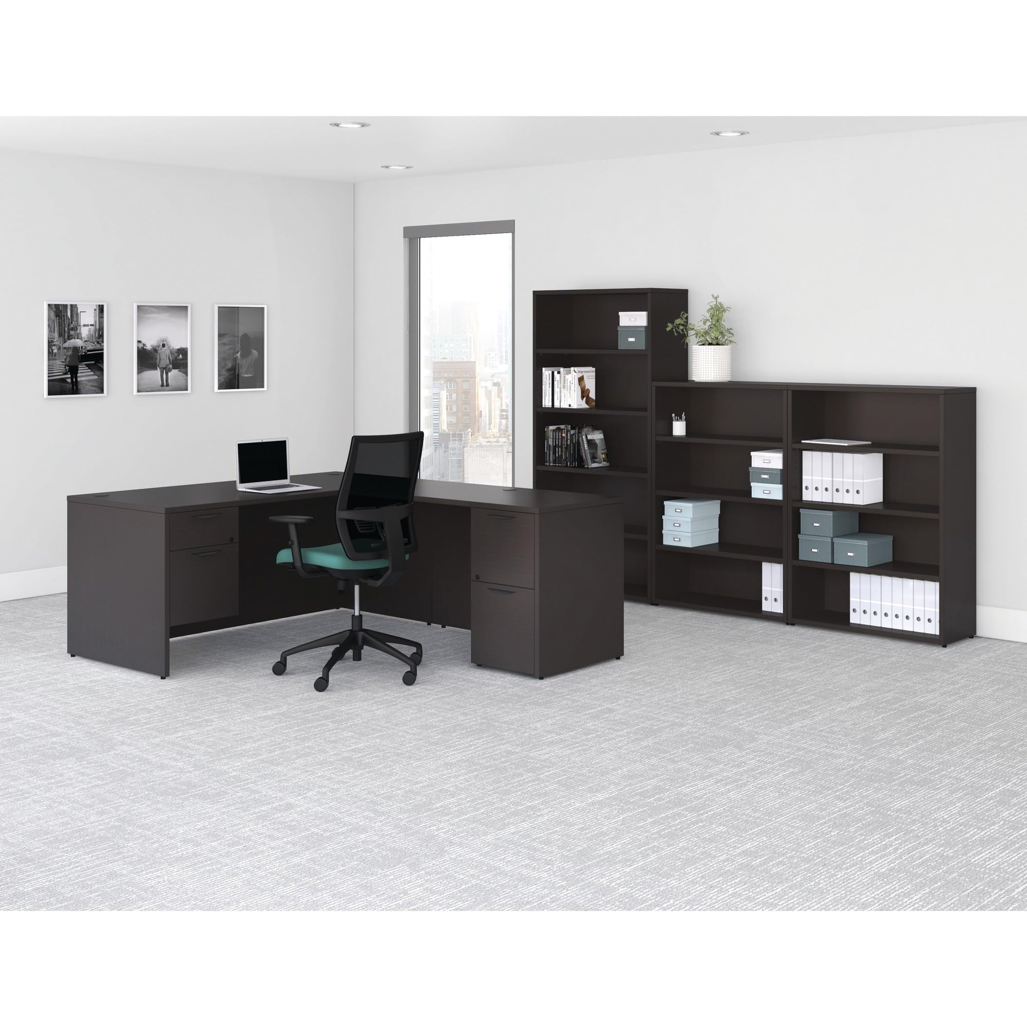 Lorell Prominence 2.0 Espresso Laminate Box/Box/File Left-Pedestal Desk