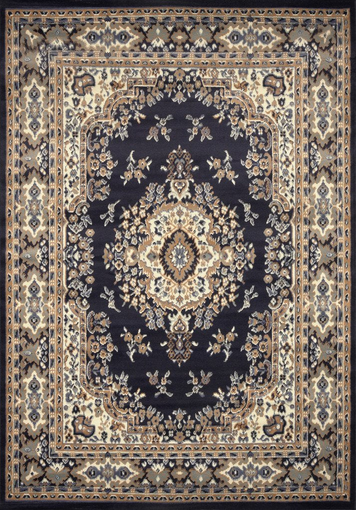 Home Dynamix Ariana Ksara Area Rug 3 Piece Set (411 x611,18 x411,18 x28), Border Navy Blue