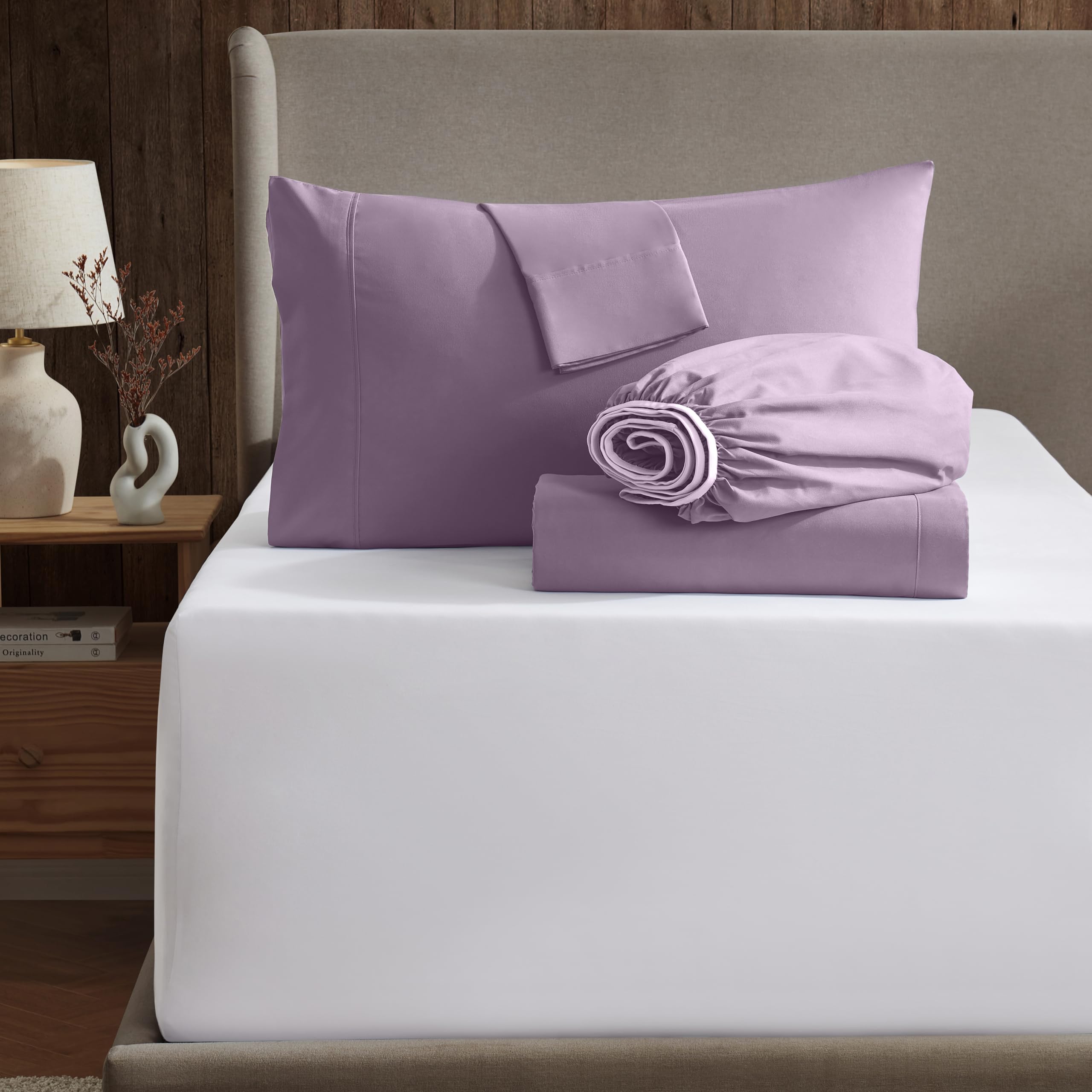 Nestl Extra Twin Xl Deep Pocket Sheets Set - 4 Pc Soft Microfiber Twin Xl Sheets Deep Pocket - Fade Resistant Bedding Sheets & Pillowcases - Twin Xl, Lavender Dream