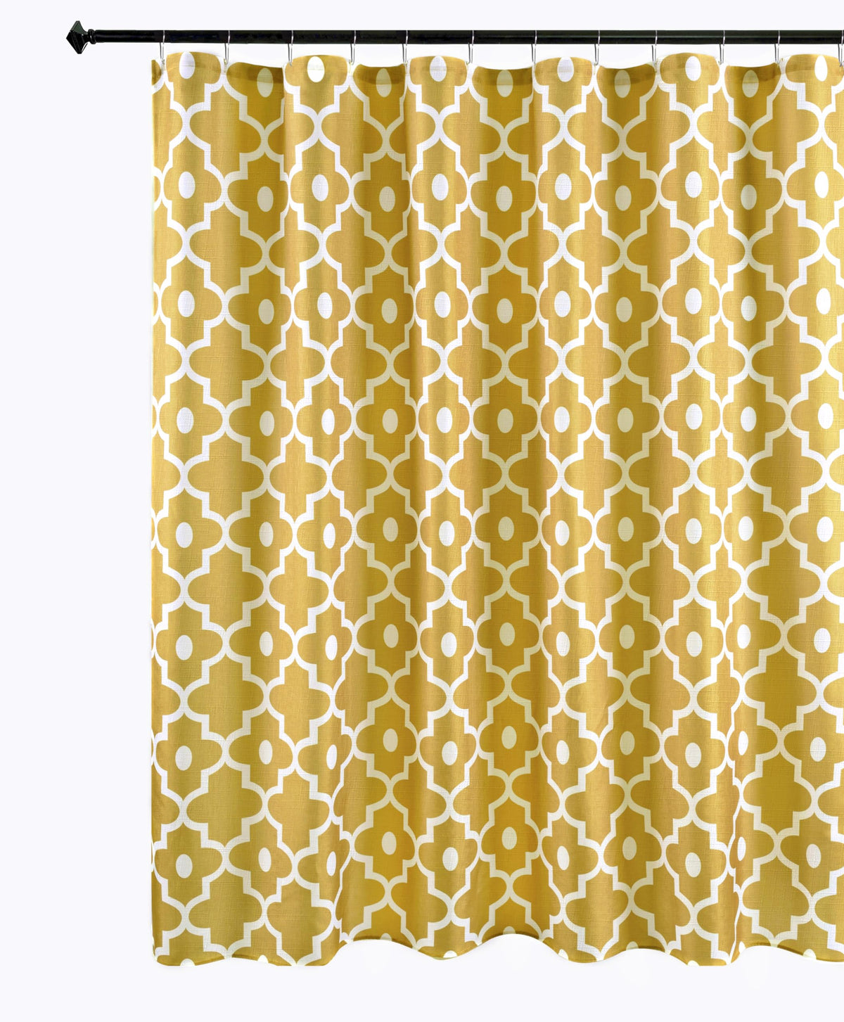 Biscaynebay Extra Long Textured Fabric Shower Curtains 72' Width By 84' Length, Gold Morocco Pearl Printed Bathroom Curtains M