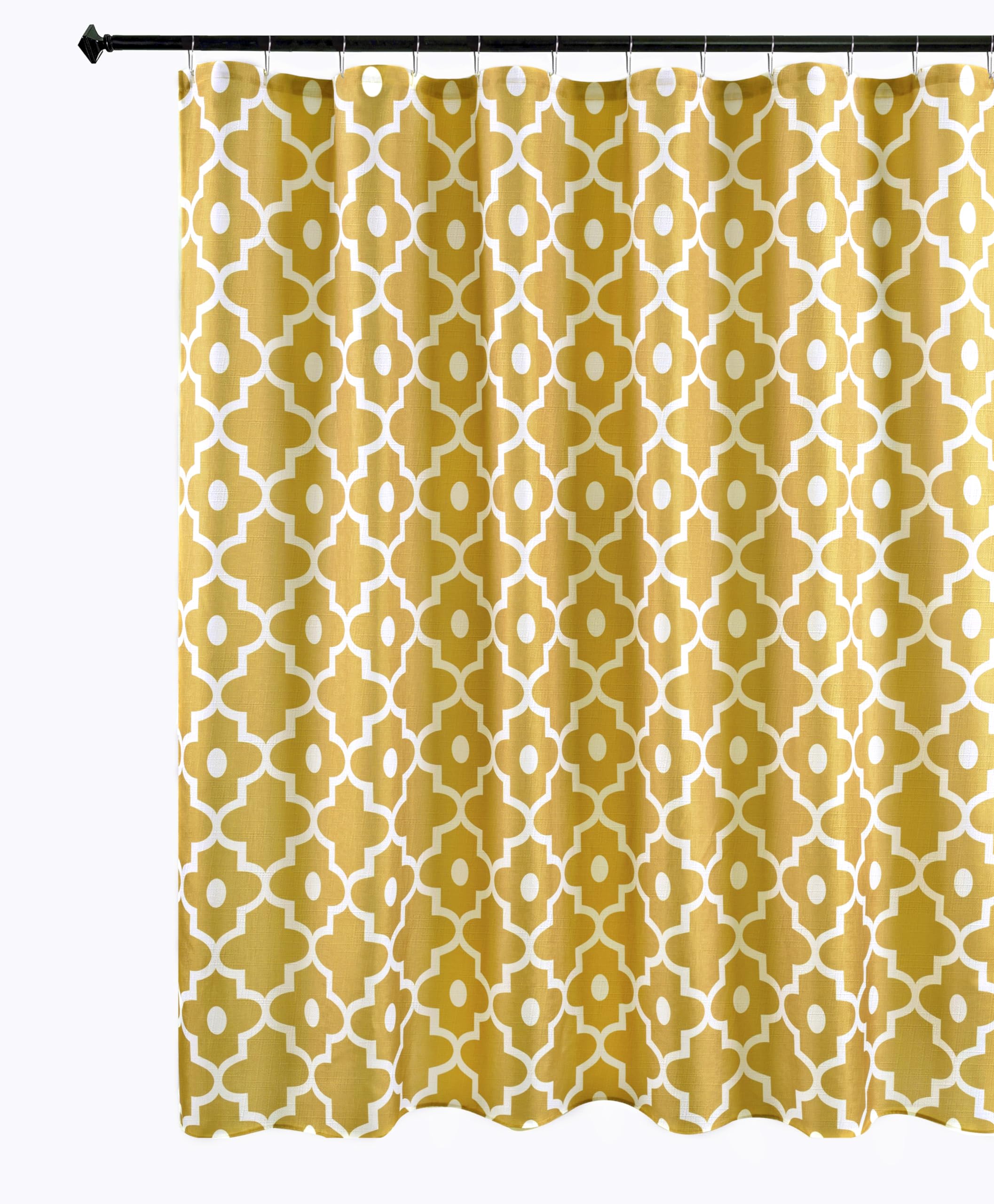 Biscaynebay Extra Long Textured Fabric Shower Curtains 72' Width By 84' Length, Gold Morocco Pearl Printed Bathroom Curtains M